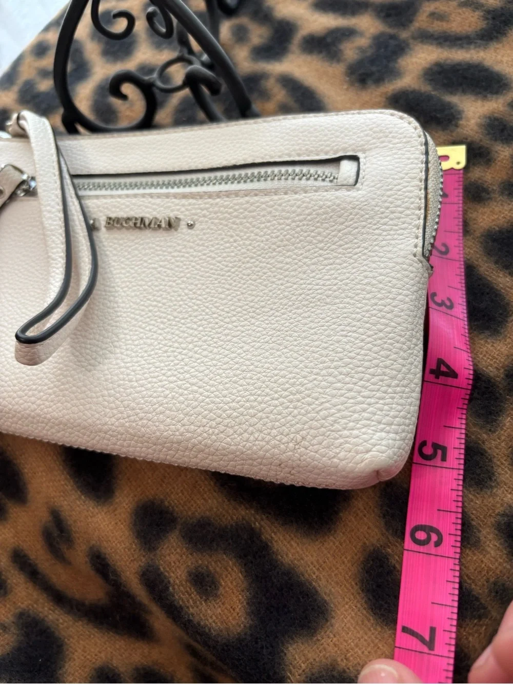 Dana Buchman white Pebble Leather Wristlet Clutch